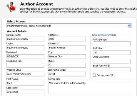 Author Account Tab