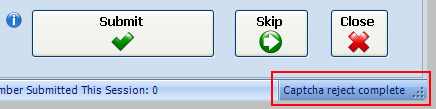 Captcha rejection message