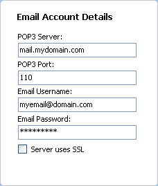 Email account settings example