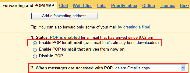 Gmail POP Settings