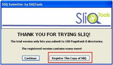 SliQ Submitter Registration Dialog