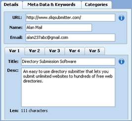 submit website details